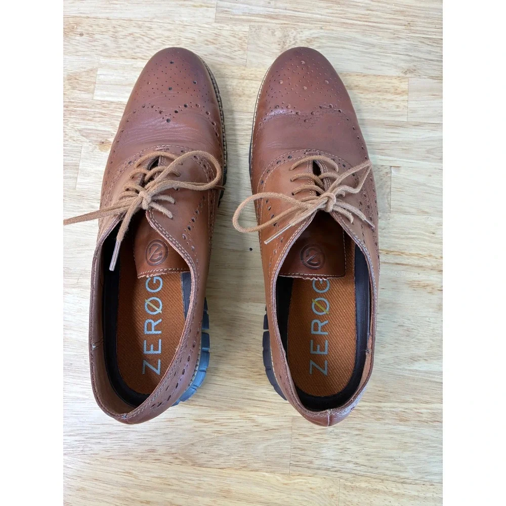 Cole Haan Zerogrand Wingtip Oxford Mens 12 Brown Leather Brogue Shoes C29411‎